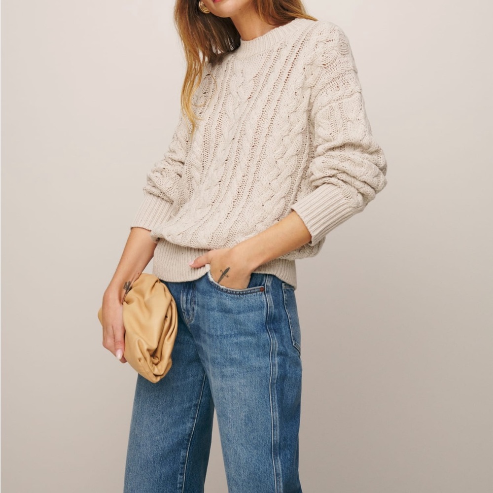 NEW Reformation Sam Cashmere Cable Knit Sweater